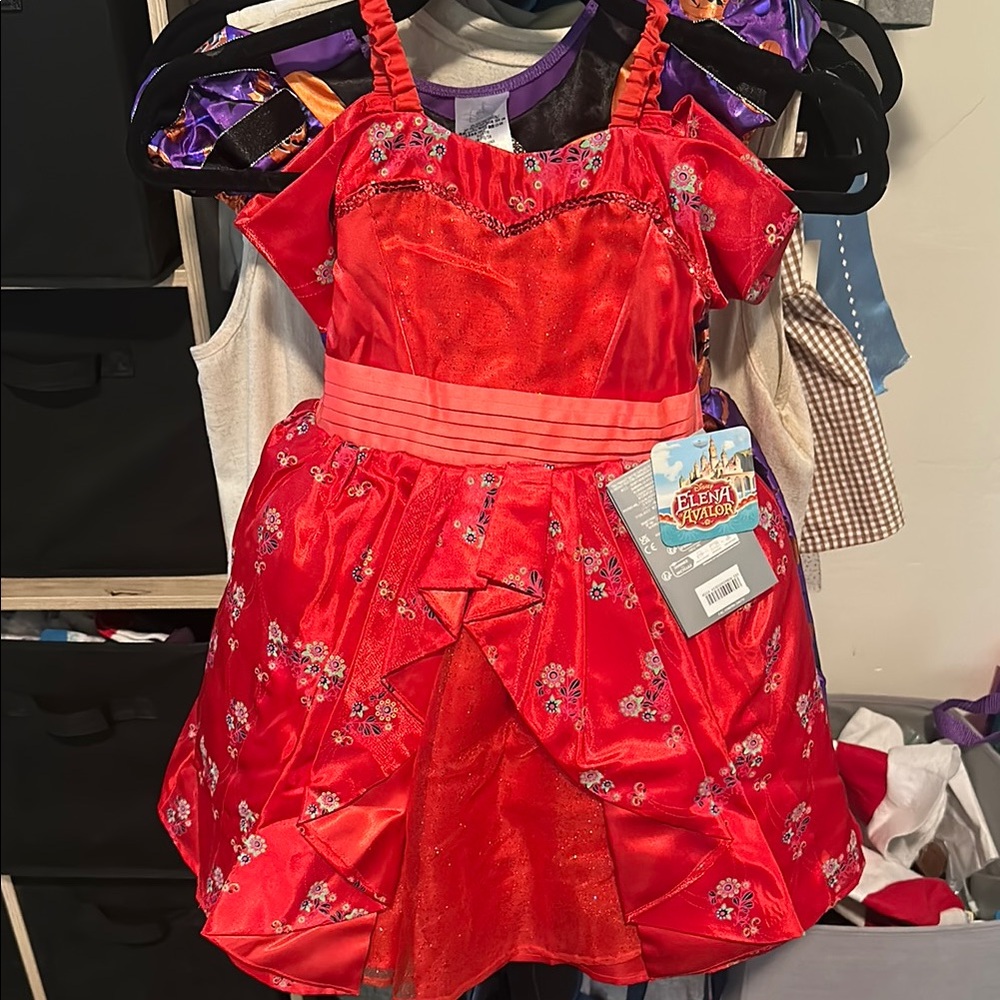 Disney Elena Avalor Red Floral Princess dress girls Kids Costume